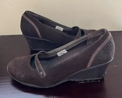 Merrell Petunia Women’s 6.5  Mary Jane Shoes  Wedges Vibram Soles Brown Suede • $27