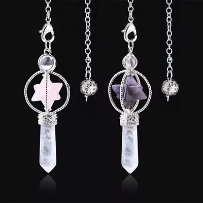 Healing Pendule Pendant - Merkaba Dowsing Pendulum Quartz Natural Stone Crystal • £16.76