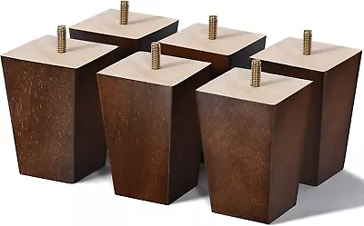 6PC 4 Inch Wood Furniture Legs Sofa Legs Square Couch Legs Mid-Century Modern • $20.63