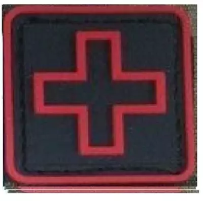 VELCRO® BRAND Fastener Morale Patch Medic PVC 1  Sized Red Outlined Cross Black • $5.95