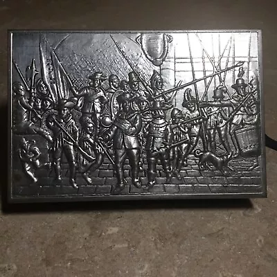 Vintage Metal Playing Cards Box - 3d Top Ancient Soldiers- 2 Decks Cards Sealed • $19.99