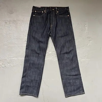 Levis 502 Buckle Back Redline Selvedge Vintage Style Denim Jeans Dark Blue 31x30 • $179.99