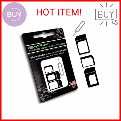 ISYFIX Sim Card Adapter Nano Micro - Standard 4 In 1 Converter Kit With Steel Tr • $8.16