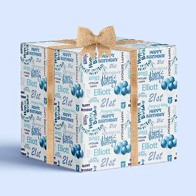 Personalised Happy Birthday Age Name Wrapping Present Wrap Paper Any Wording • £4.49
