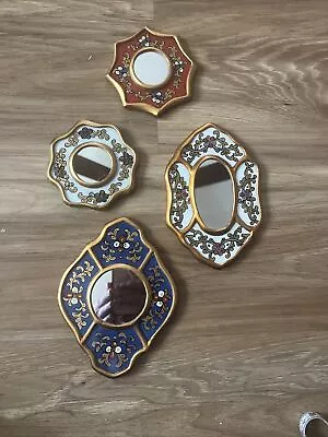 Small Accent Wall Mirror Set Of 4 -Decorative Vintage Mini Mirrors Wall Decor • $29.99