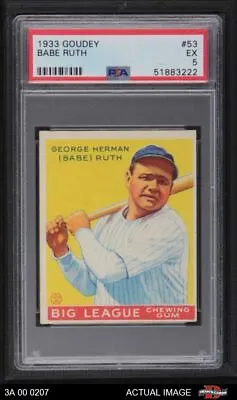 1933 Goudey #53 Babe Ruth Yankees HOF PSA 5 - EX 100A 00 0006 • $73180