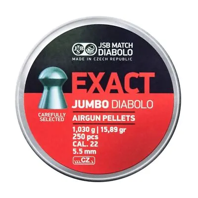 JSB Exact Jumbo Diabolo .22 5.51mm 15.89gr Airgun Pellets Tin Of 500 • £27.61