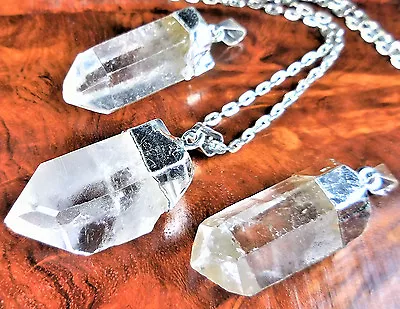 Quartz Necklace Raw Crystal Point Silver Pendant LR21 Healing Crystals Stones • $8.98