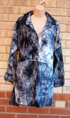 £19.99 • Buy Missguided Black Grey Tie Dye Oversized Long Sleeve Shirt Mini Dip Back Dress 8