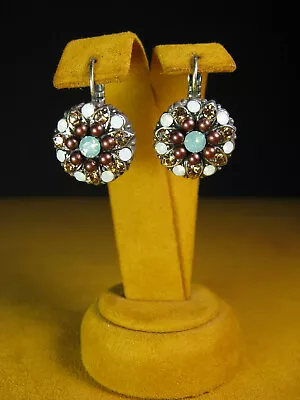 MARIANA JEWELRY EARRINGS FLOWER SWAROVSKI CRYSTALS Brown Opal Teal Gift • $78