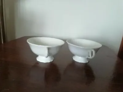 2  White Coalport Tea Cups Or Bouillon Cups Batwing Design  • £5