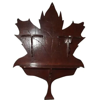 Maple Leaf Shaped Large 21  X 15  Wooden Wall Hanging Shelf Hand Made Vtg • £29.18