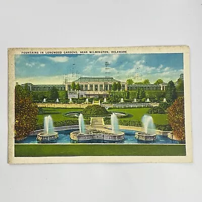Fountains In Longwood Gardens Wilmington Delaware Linen Postcard 1937 • $2.99
