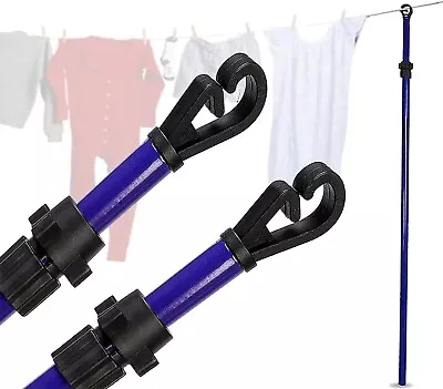 2.4m Clothes Washing Line Prop Telescopic Support Extendable Heavy Duty Support • £9.49