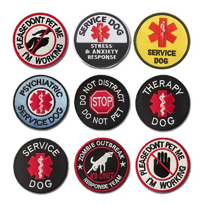 Embroidered SERVICE DOG K9 Patch Hook Loop Therapy Vest Backing Fastener Badge • $3.98