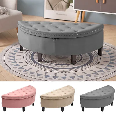 Semicircle Upholstered Change Shoe Stool Ottoman Storage Bed End Bench Footrest • £85.95