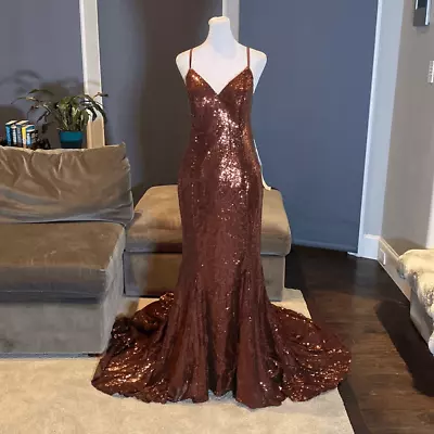 Women’s Gorgeous Fully Sequined Prom Party Dress Mermaid Fit & Train Size 4 NWT • $79