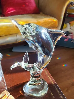 Vintage Murano Art Glass  Dolphin On Wave Beautifully Handcrafted Gorgeous Art • $32