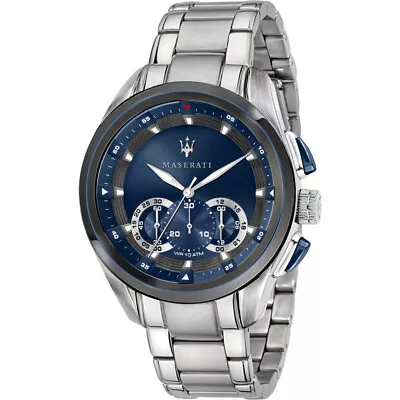 Maserati Traguardo Silver Stainless Steel & Black Bezel Men's Watch. R8873612014 • $306