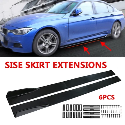 $32.99 • Buy 87  Car Side Skirts Extension Splitters Lip Wing Rocker Panel Body Kit Universal