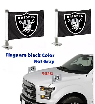 NFL Las Vegas Raiders Ambassador Hood / Trunk Car Flag- Set Of Two-Black Color • $19.99