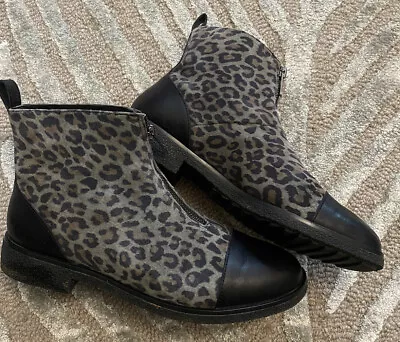 £10 • Buy Clarks Womens Griffin Valley Black -Grey- Leopard Print Ankle Boots Size 6D UK