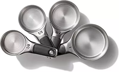 New Of OXO Good Grips 4 Piece Stainless Steel Measuring Cups With Magnetic Snaps • $32.99