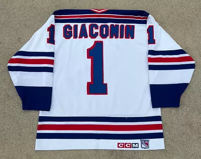 Vintage New York Rangers Eddie Ed Giacomin CCM Stitched Jersey Size XL • $179.99