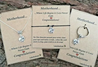 Mum Mummy To Be Gift Congratulations Cute Elephant Baby Shower Necklace Bracelet • £3.99
