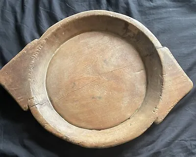 Antique Wooden Dough Kneading Parat Bowl Original Old Hand Carved • £75