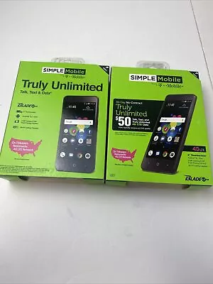 Simple Mobile ZTE Blade T2 Lite Prepaid Cell Phone Black Lot Of 2 See DESCRIPTIO • $49.95