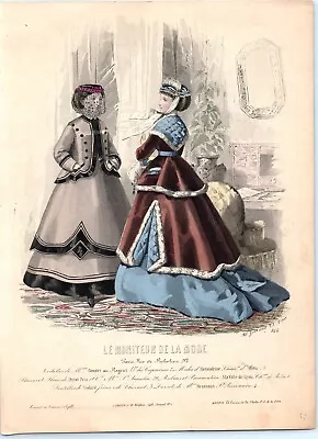 La Moniteur De La Mode Veil Satin Velvet Lace Hand Colored Art Print READ PP • $20