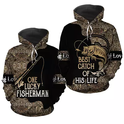 Fishing Lover Couple Matching 3D Hoodie Valentine Gift All Over Print • $42.98