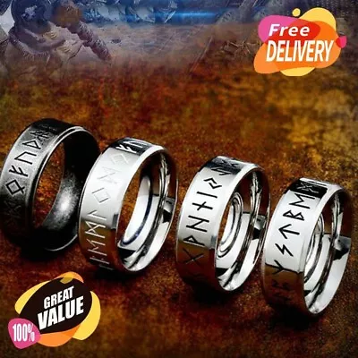 Titanium Steel Viking Amulet Rings Rune Fashion Style Rings Odin Norse Men Women • $10.79