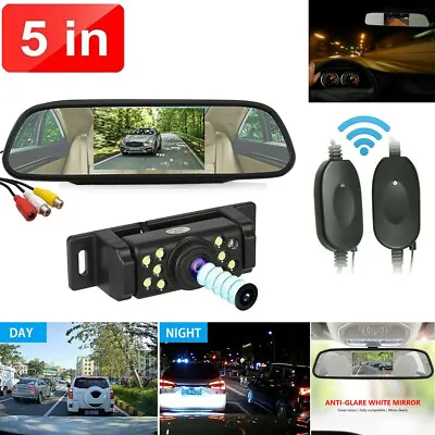 Wireless Car Backup Camera Rear View System Night Vision 4.3  5  Mirror Monitor • $25.64