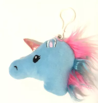 Unicorn Head Keychain Plush Stuffed Animal Toy Blue 3 In. • $3