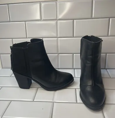 DIVIDED By H&M Womens Black Boots US Size 6.5 / EUR 37 Faux Leather Ankle Zipper • $10