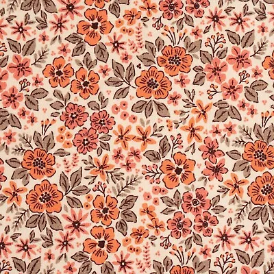 Cotton Jersey Fabric Ditsy Clay Pink Floral Stretch Knit Dressmaking Fabric • £8.25