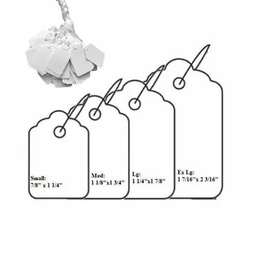 1000Pc Blank White Merchandise Price Tags W/ String Jewelry Retail Strung • $22.23