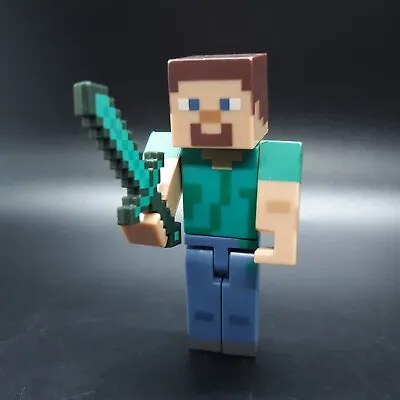 Mattel Minecraft Steve With Diamond Sword 4  Action Figure • $11.99