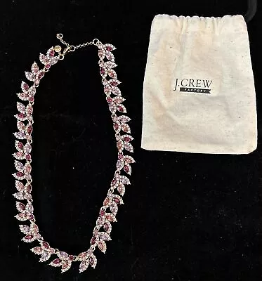 J. Crew Factory Crystal Leaves Statement Necklace (Multi Pink) • $12