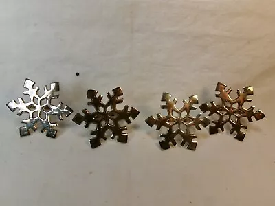 Lot Of 4 Vintage Silver Colored Snowflake Napkin Holder Rings • $4.99