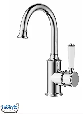 New- Vintage Range-Round Gooseneck Basin Mixer-Ceramic Handle- CHROME • $257