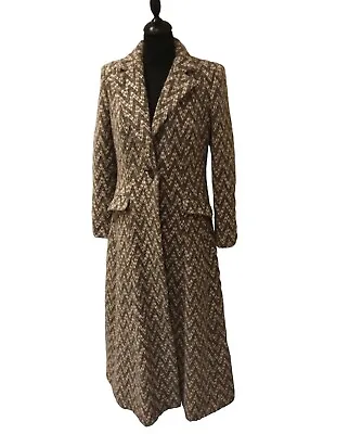 £190 • Buy M&S PER UNA Long Wool Coat 10 Tweed Victorian Riding Fit Flare Italian Fabric