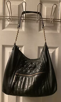 B Makowsky Black Leather Shoulder Bag Golden  Chain 🌺 • $50