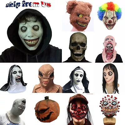 Halloween Horror Creepy Scary Skull Demon Latex Mask Cosplay Costume Party Props • $16.99