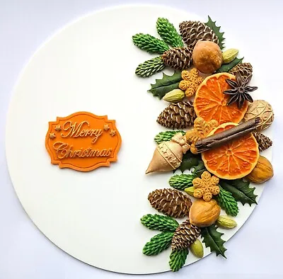 Deluxe Christmas  Cake Topper And Plaque Edible  Decorations (orange) • £12.99