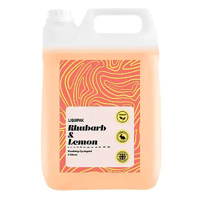 Liquipak Vegan Washing Up Liquid Rhubarb And Lemon - Cruelty Free UK Made 5L • £15.99