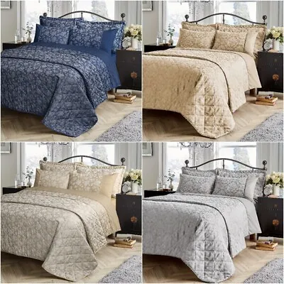 Jacquard Duvet Quilt Cover Set Luxury Designer Floral Bedding Sets / Bed Spreads • £19.90