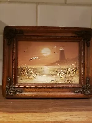 Vintage Oil Painting Seascape Sunset By Bernard Duggan Signed With Antique Frame • $75